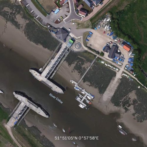 Satellite view of the Club and pontoons